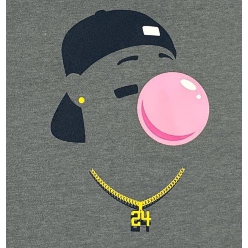 Ken Griffey Jr Hoodie M Gray Your Favorite Player Bubble Gum Gold #24 The Kid - Picture 9 of 15
